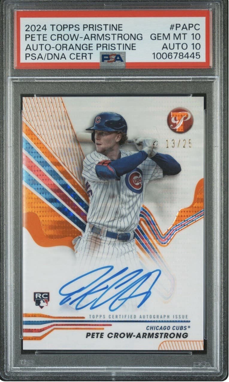 2024 Topps Pristine Pete Crow-Armstrong /25 Auto RC Cubs Rookie PSA 10