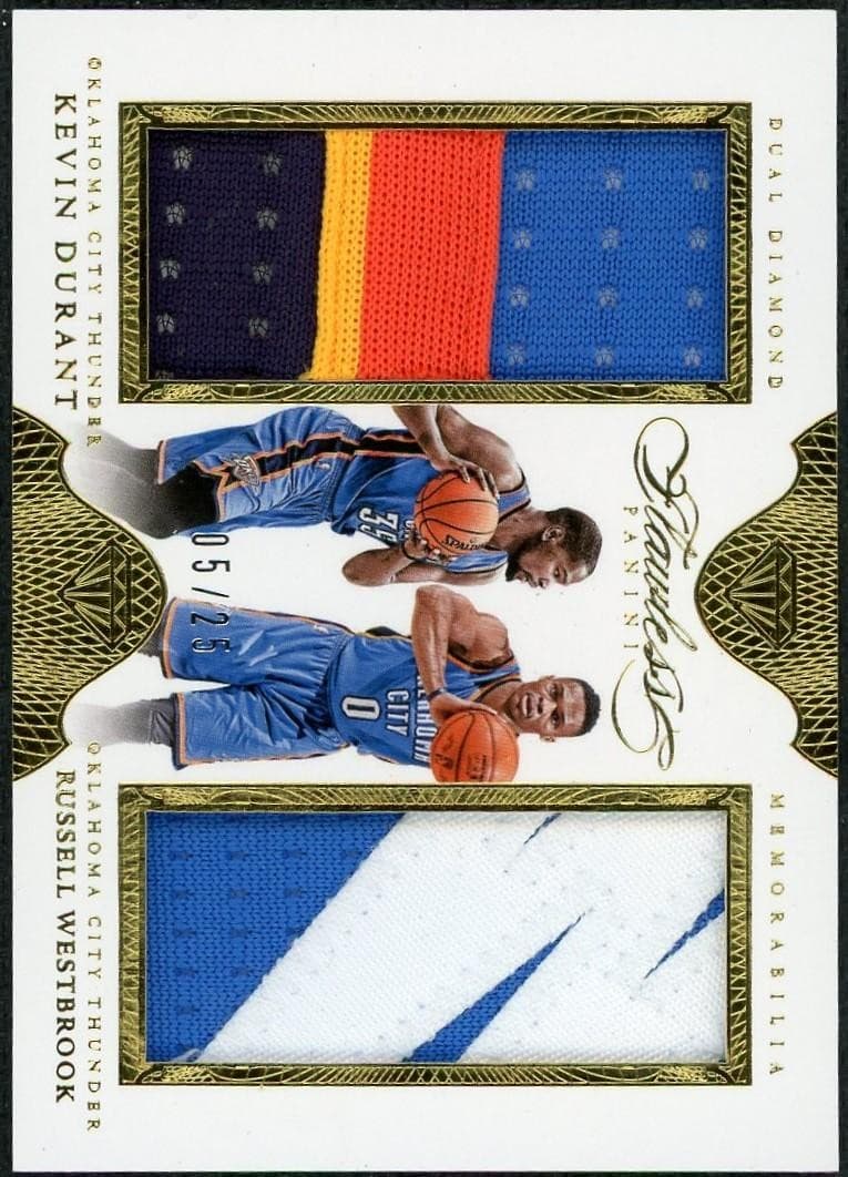 2015-16 Panini Flawless Kevin Durant Russell Westbrook Dual Patch Gold /25
