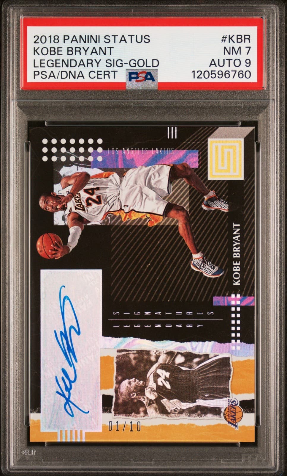 2018 Panini Status Legendary Signatures Kobe Bryant Gold 1/10 Psa 7