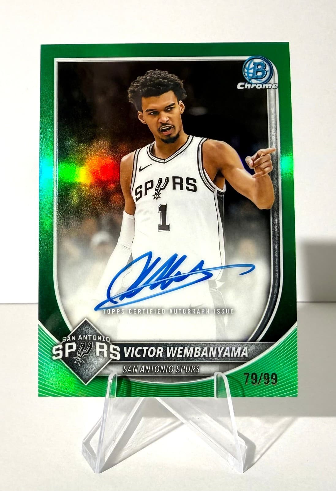 2025 Bowman Chrome Victor Wembanyama Green Refractor Auto #/99 3 Day Auction