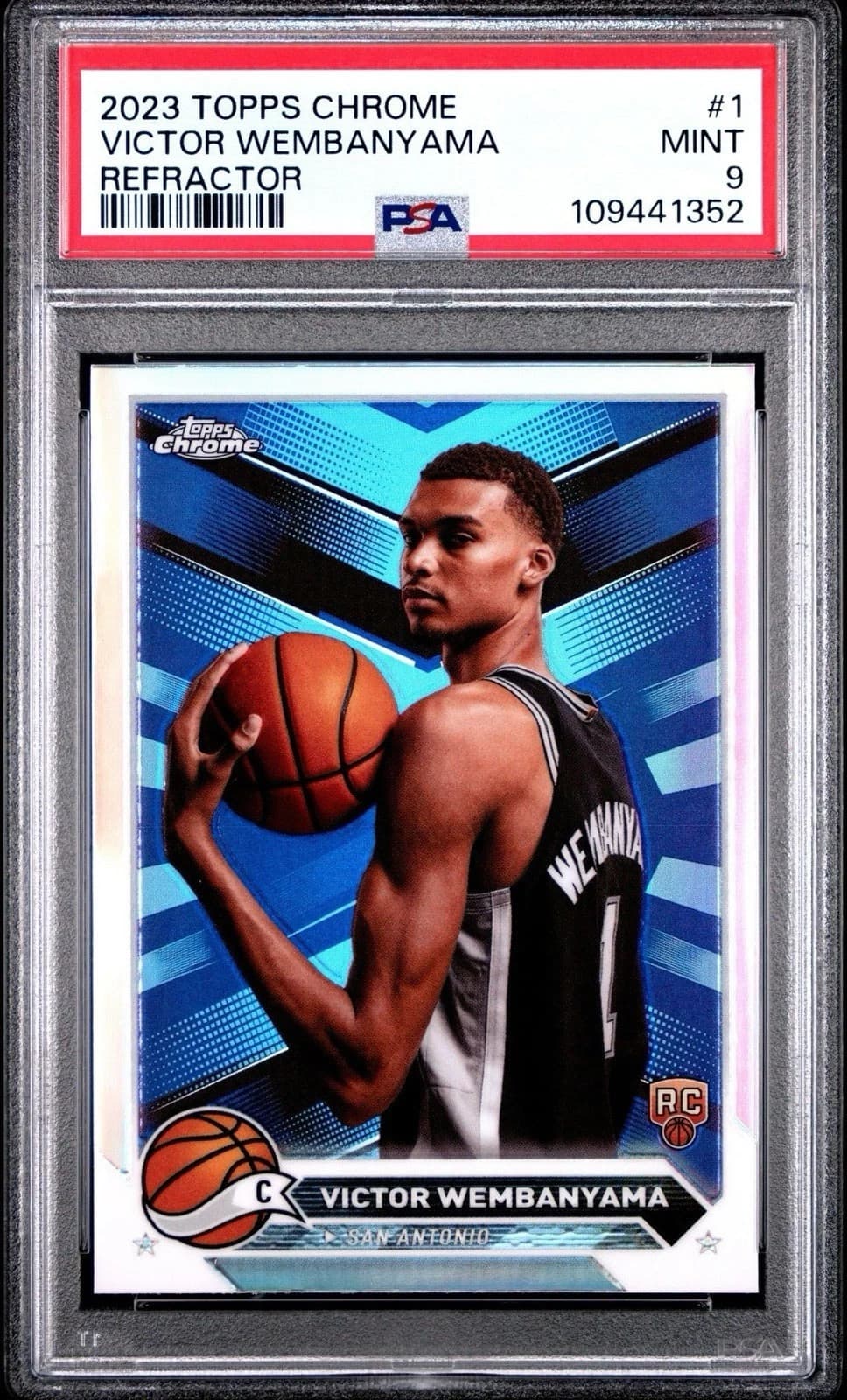 2023-24 Topps Chrome Victor Wembanyama Refractor Rookie RC PSA 9 MINT # 1 Spurs