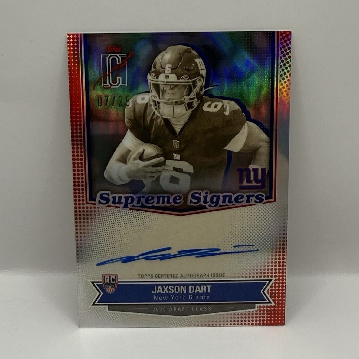 Topps 2025 Signature Class Jaxson Dart RC Auto /25 Giants Supreme Signers SS-JDA