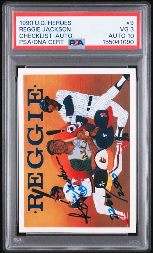 1990 Upper Deck - Reggie Jackson Baseball Heroes #9 PSA #3 Autographed 10
