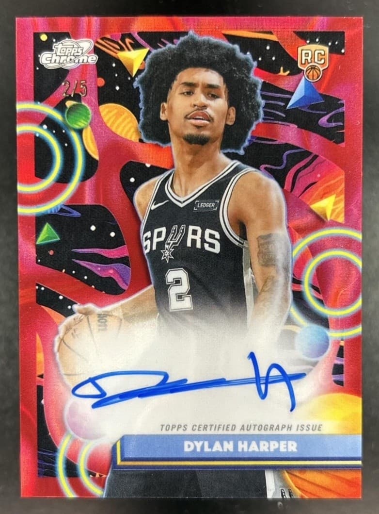 2025-26 Topps Cosmic Chrome Dylan Harper Auto RC Red Flare Refractor Jersey #2/5