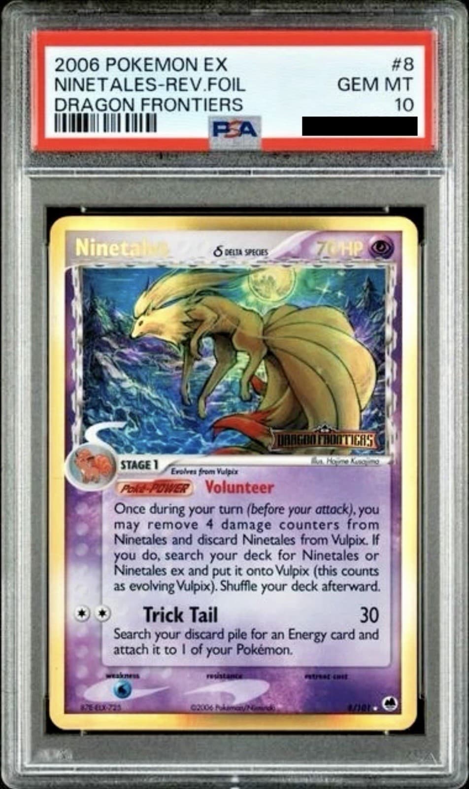 Pokemon Ninetales - Rev Foil 2006 Ex Dragon Frontiers #8 Psa 10