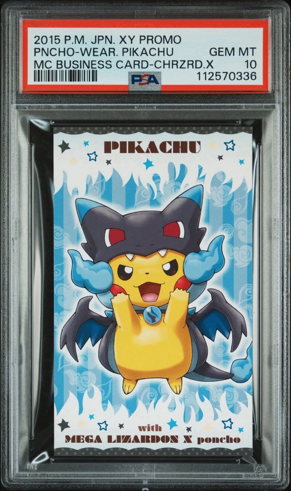 2015 Pokemon JPN XY Promo Poncho Pikachu Mega Charizard X Business Card PSA 10