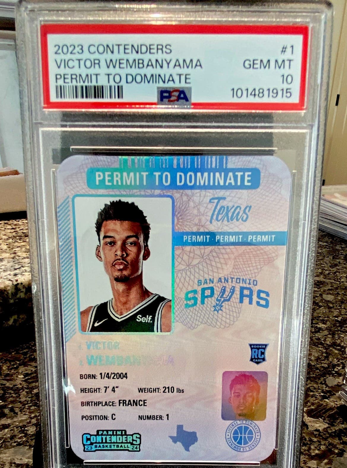 Panini 2023-24 Contenders Victor Wembanyama RC Permit to Dominate #1 PSA 10