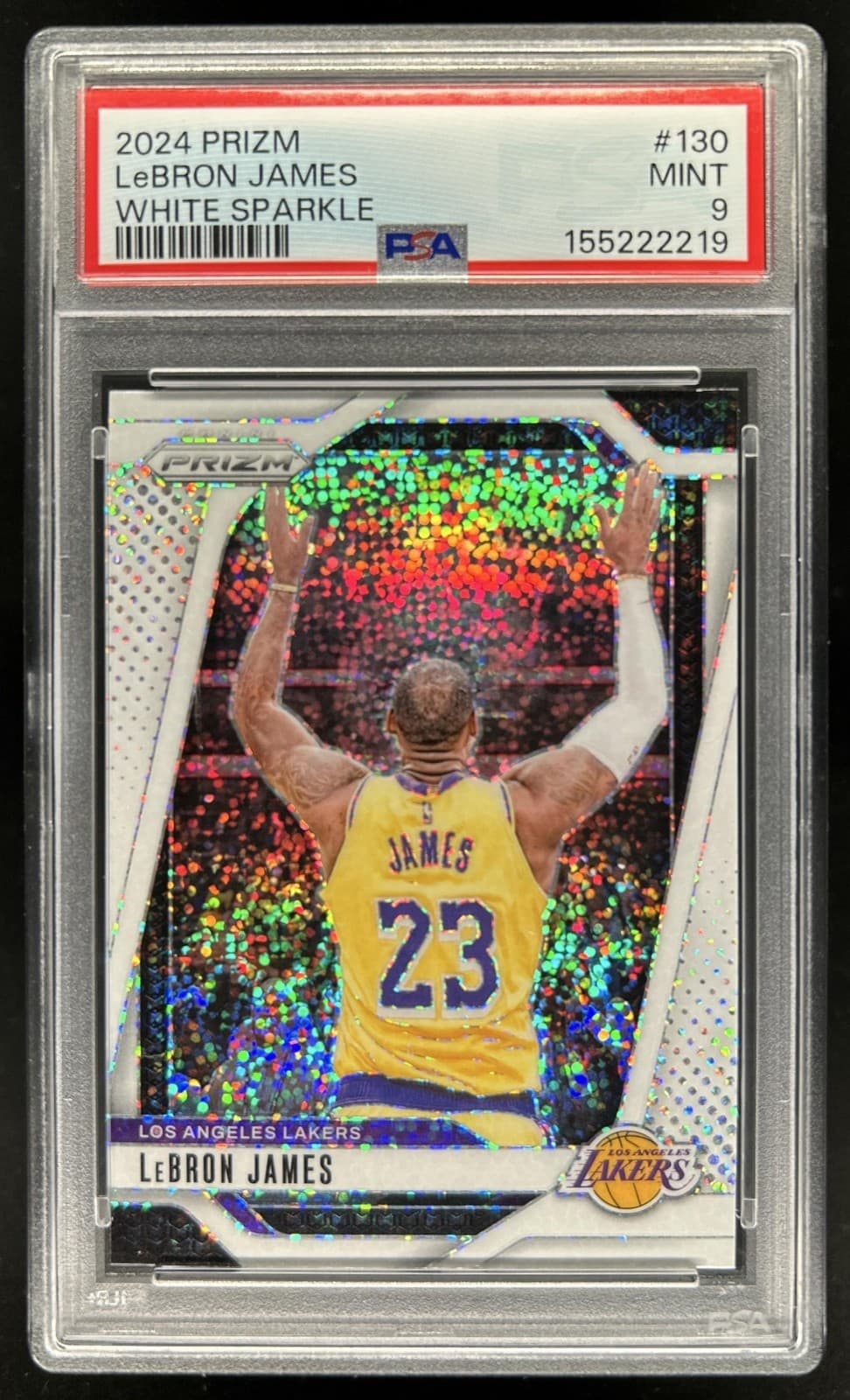 2024-25 Panini Prizm LeBron James White Sparkle SP #130 Lakers PSA 9