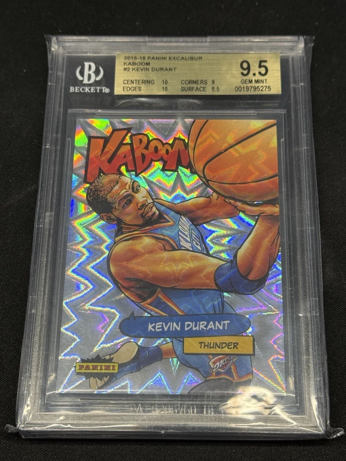 2015-16 Panini Excalibur Kevin Durant #2 Kaboom! Case Hit SSP Thunder BGS 9.5