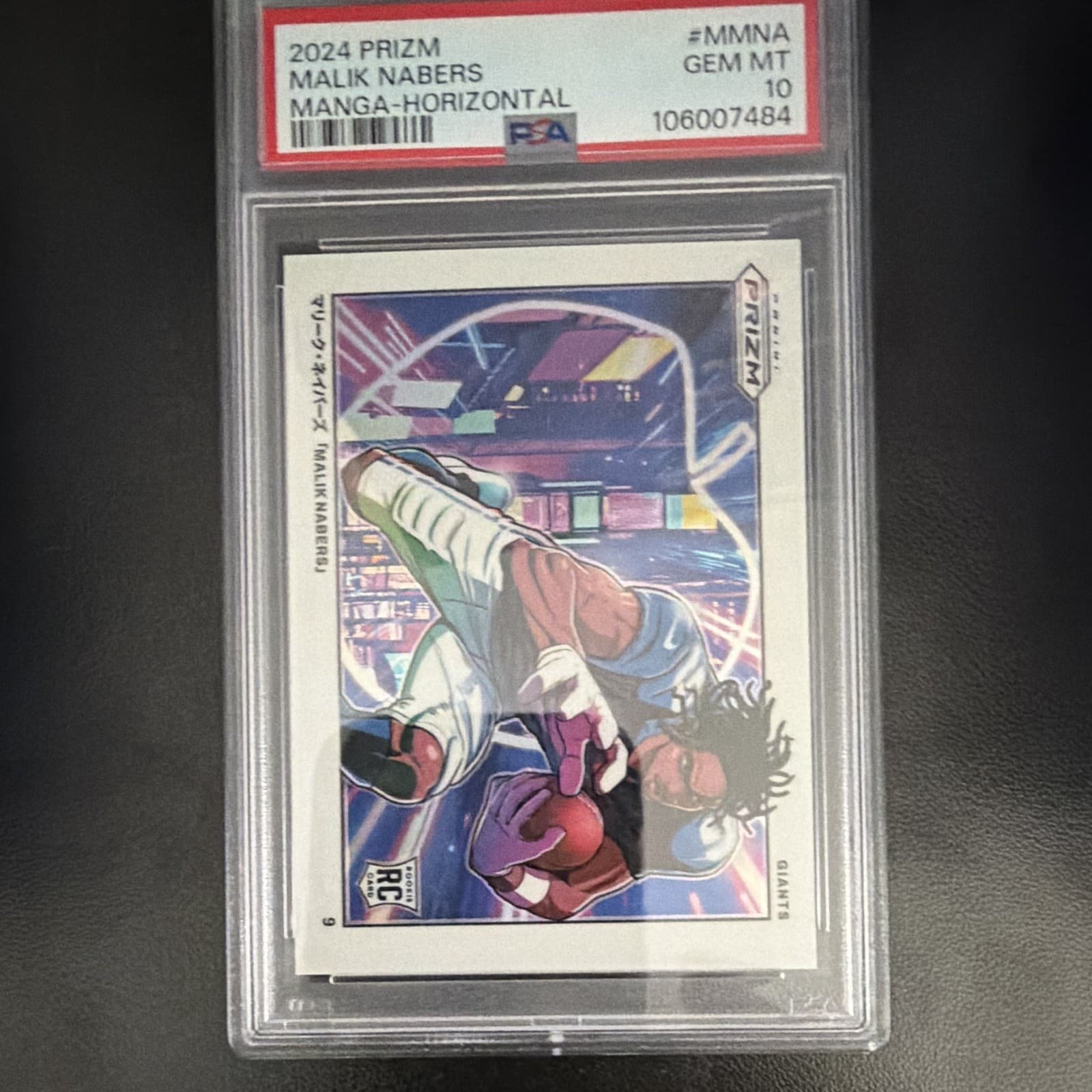 Panini 2024 Prizm Malik Nabers Manga Horizontal #M-MNA RC PSA 10 Giants
