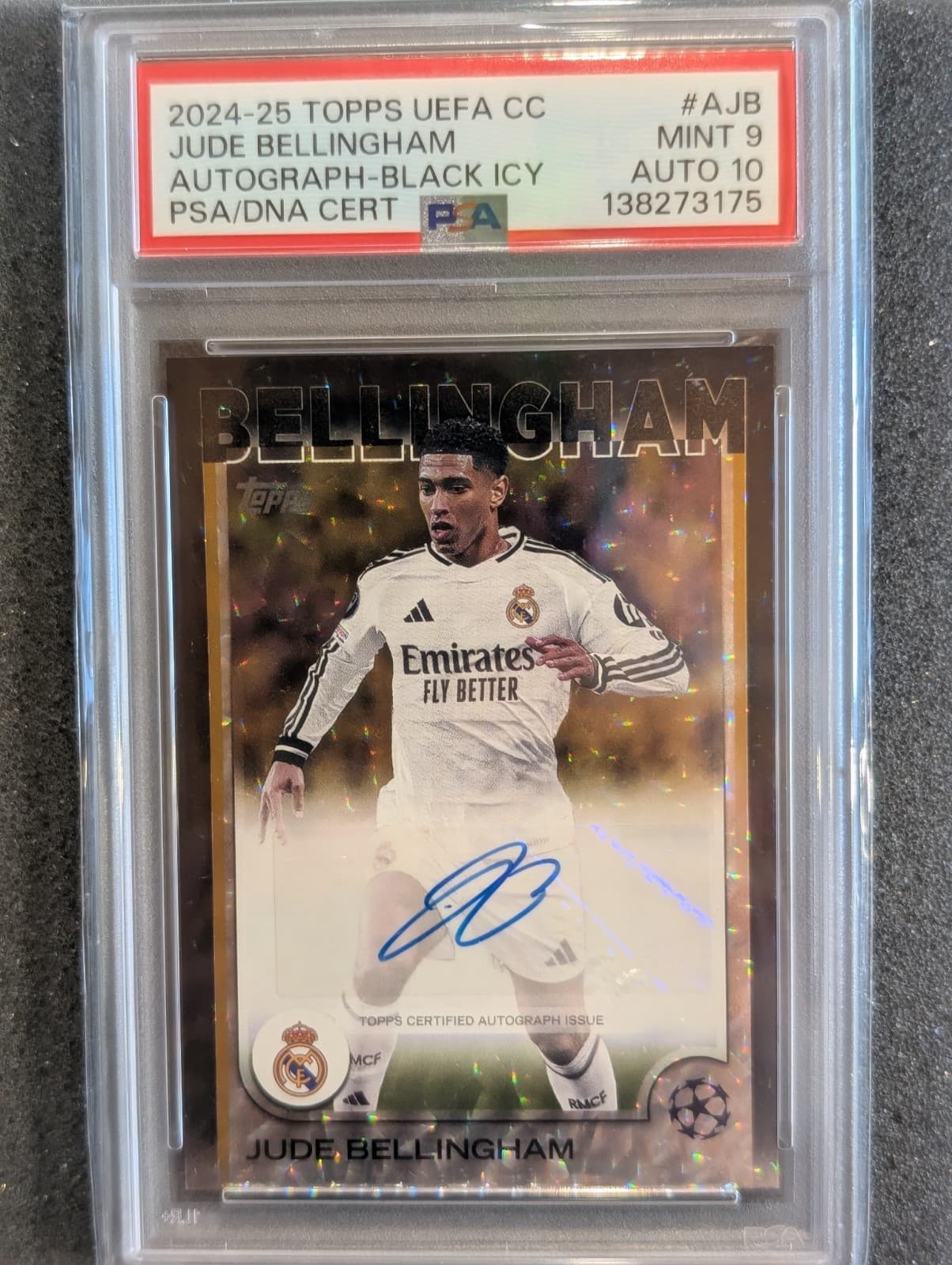 Jude Bellingham Auto /10 Jersey Match PSA 9/10 Topps UEFA CC Black Icy