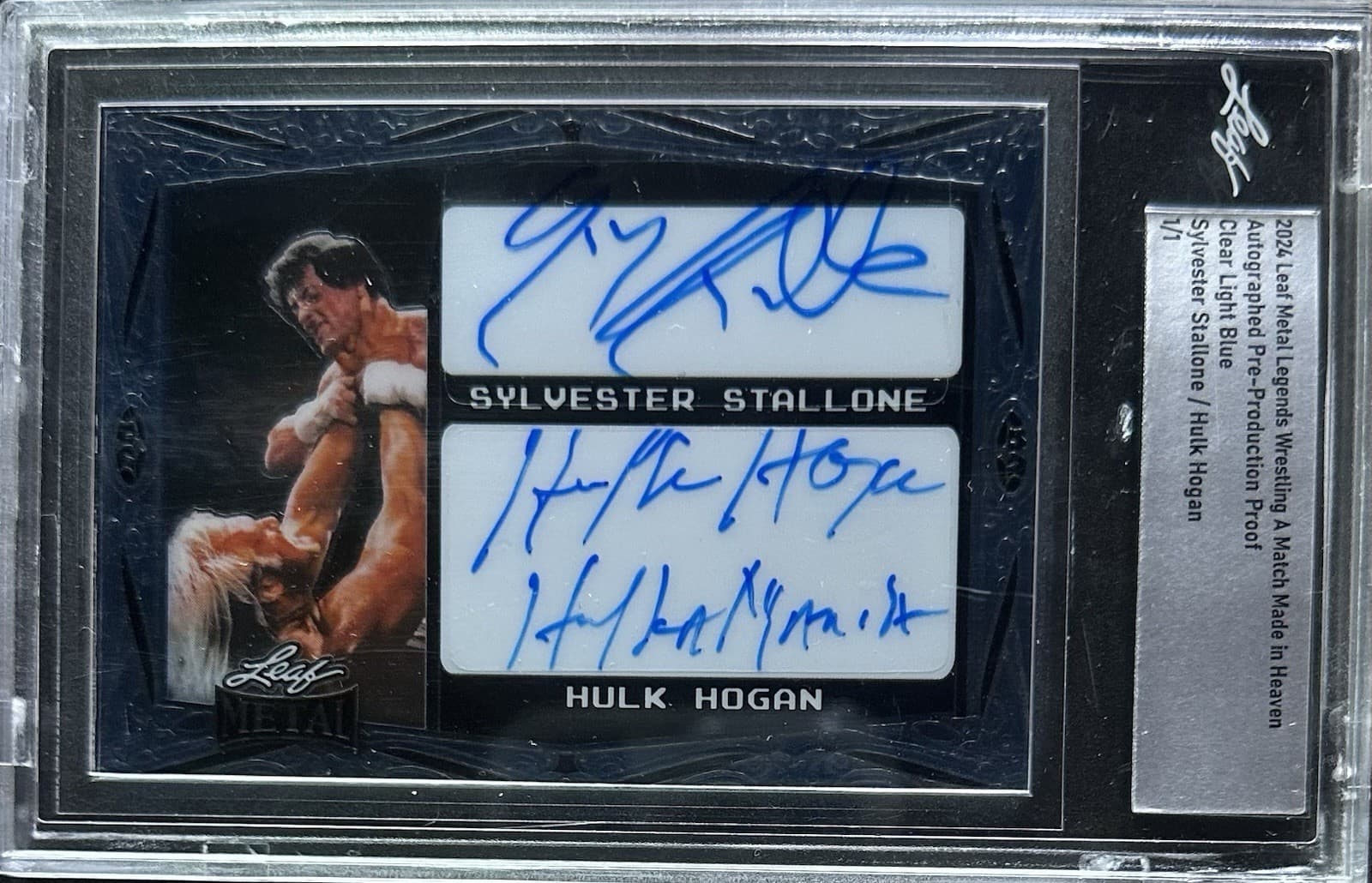 2024 Leaf Metal Sylvester Stallone Hulk Hogan Dual Auto Pre-Production Proof 1/1