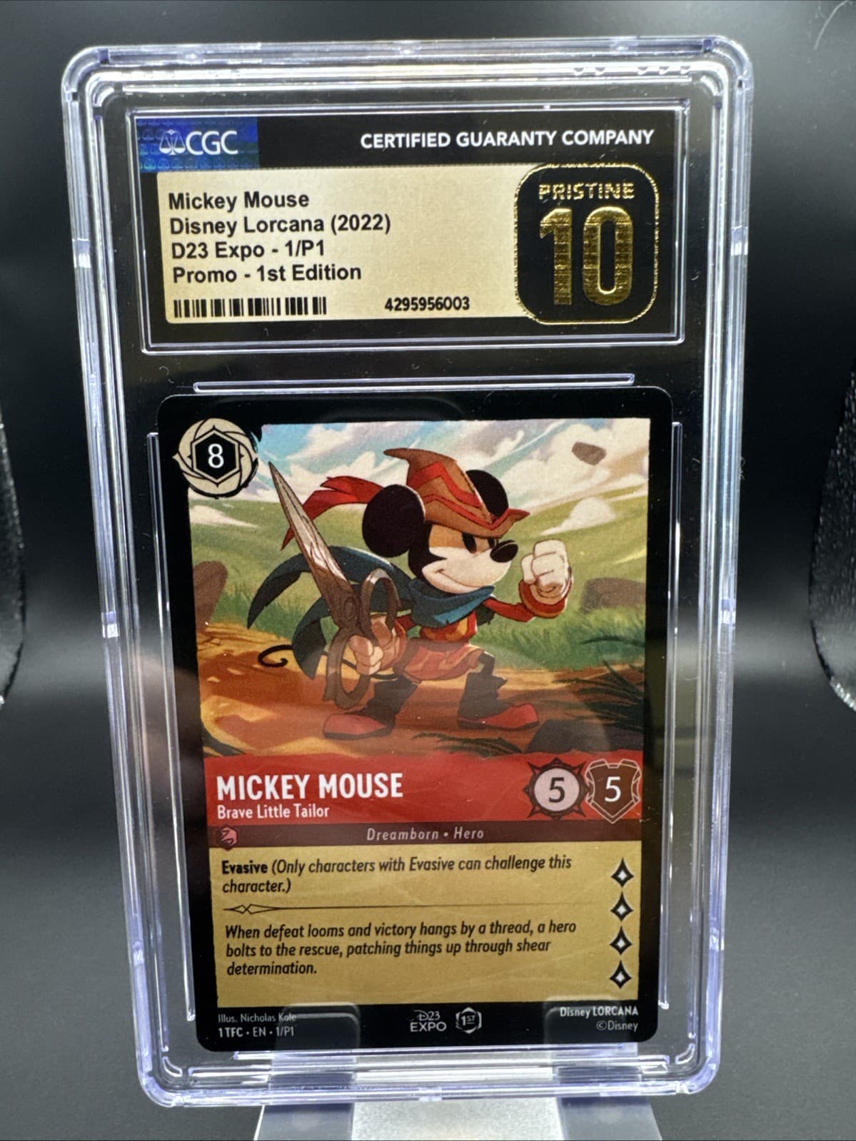 Disney Lorcana CGC Pristine 10 D23 Promo Mickey Mouse Brave Little Tailor 1/P1