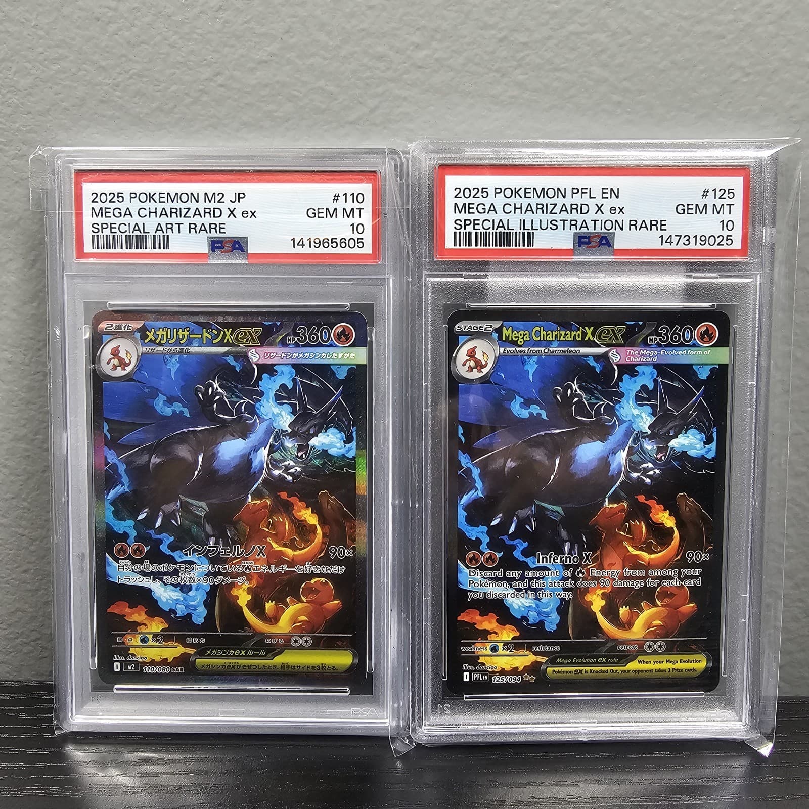 Pokemon Mega Charizard X ex Phantasmal Flames SIR Holo PSA 10 English & Japanes