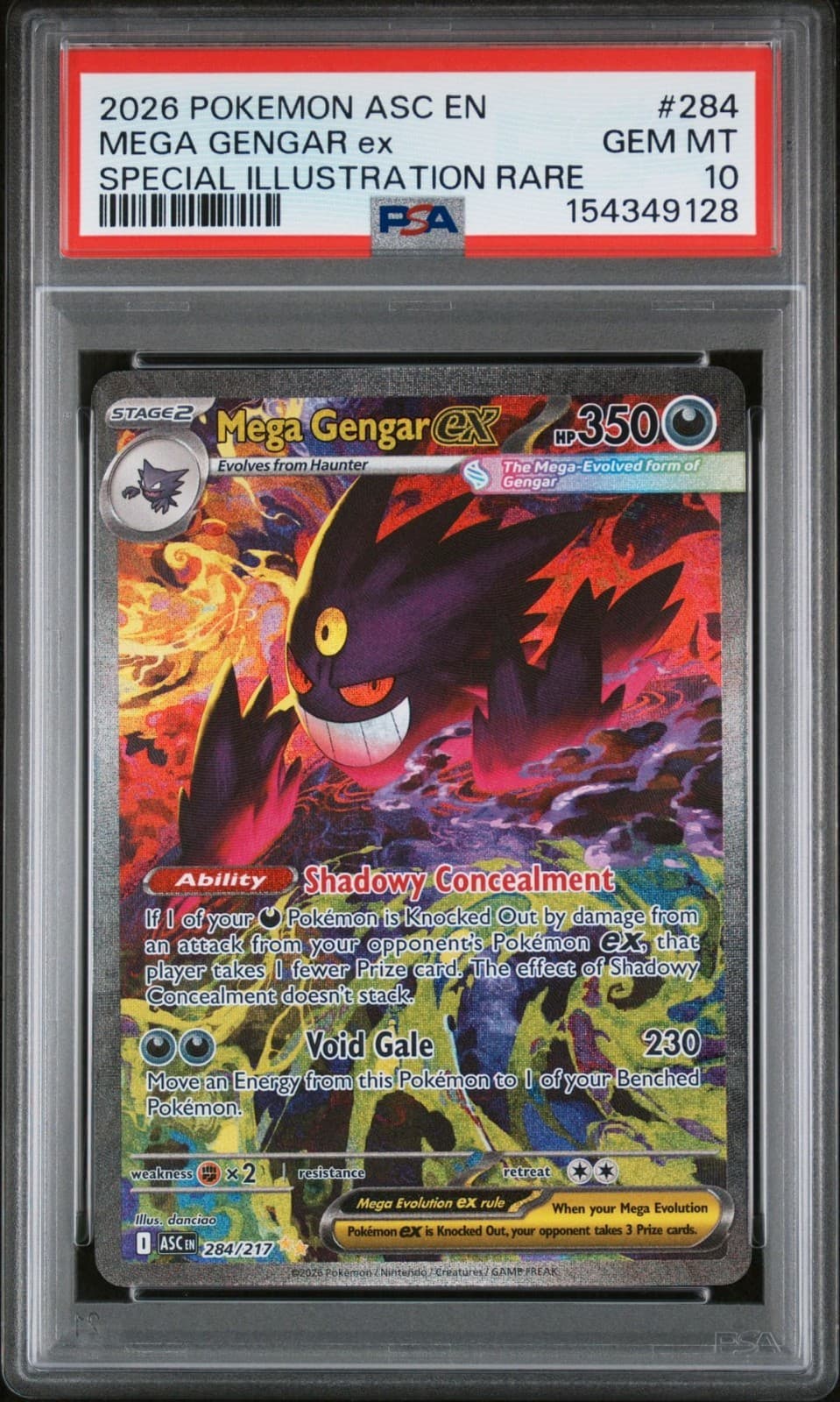 2026 POKEMON ASCENDED HEROES SPECIAL ILLUSTRATION RARE #284 MEGA GENGAR PSA 10