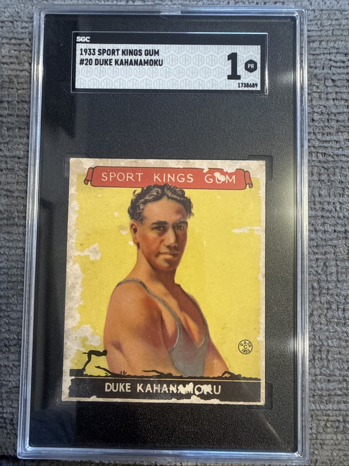 1933 Goudey Gum Sport Kings #20 DUKE KAHANAMOKU SGC 1 Swimming Vintage Prewar