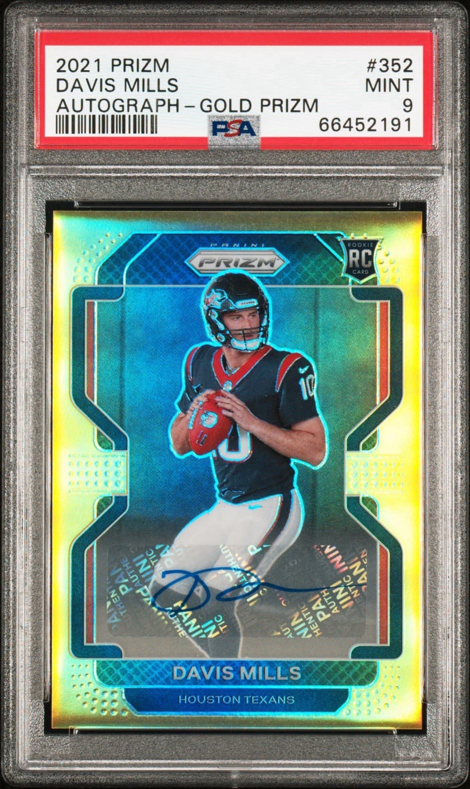 2021 PANINI PRIZM AUTO-GOLD PRIZM #352 DAVIS MILLS 5/10 PSA 9