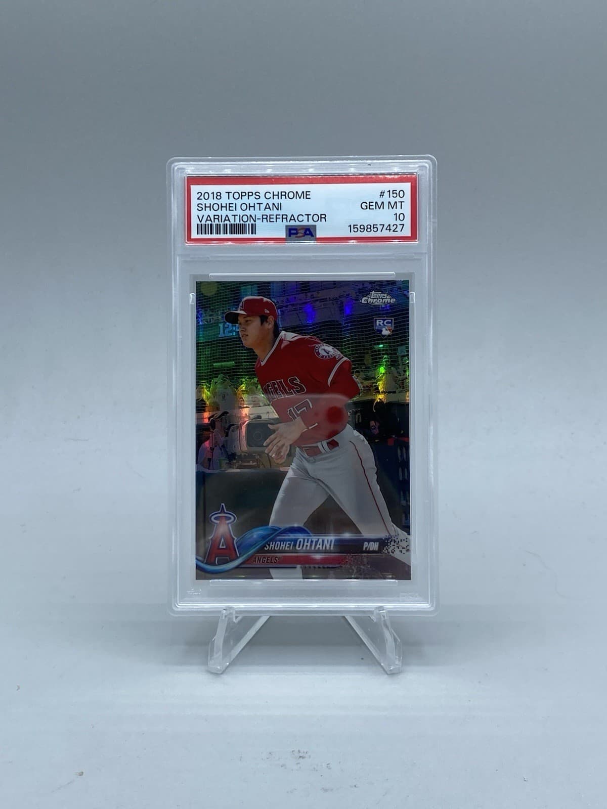 2018 Topps Chrome Shohei Ohtani 150 Red Jersey Variation Refractor Rookie Psa 10
