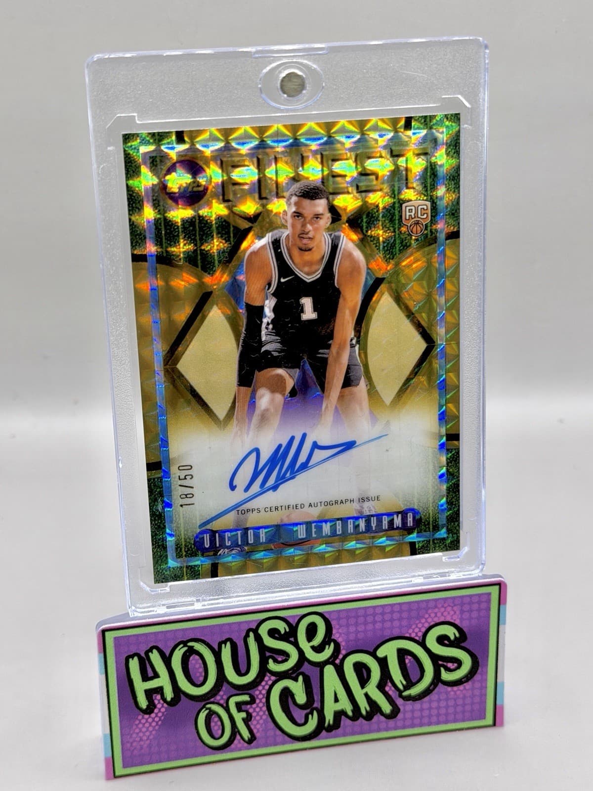 2023-24 Topps Finest Victor Wembanyama Gold Flashback Auto Rookie RC Spurs /50