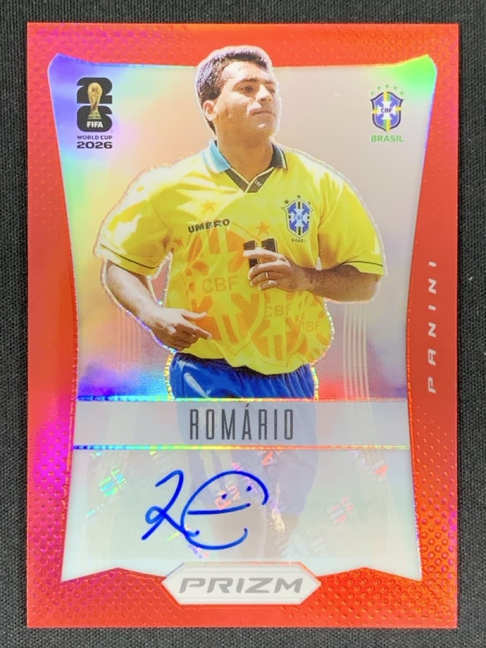 Romario 2026 Panini Prizm FIFA World Cup 2012 Throwback Red Auto /99 #12-R