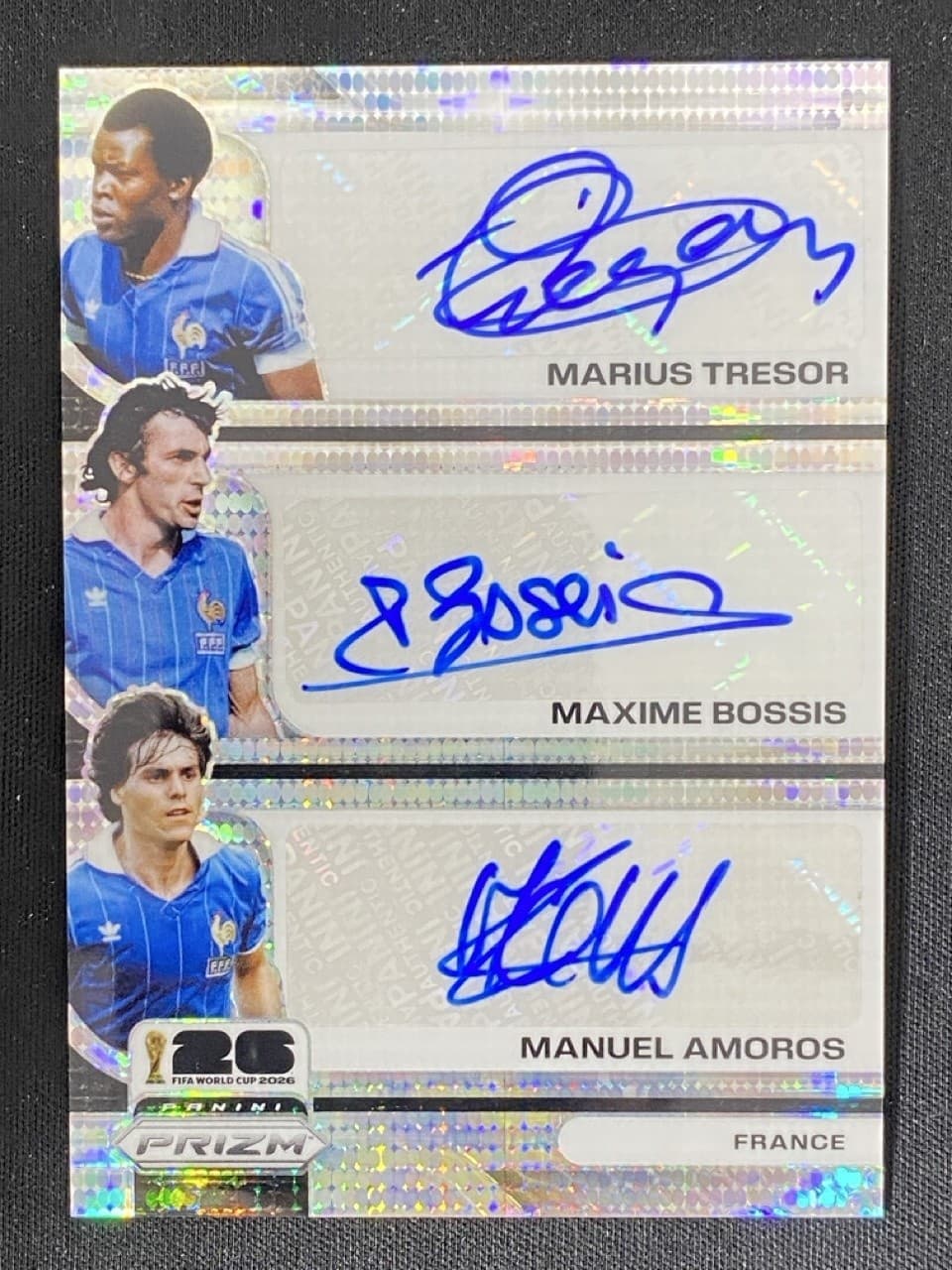 Marius Tresor/Maxime Bossis/Manuel Amoros 2026 Prizm World Cup Preferred Auto