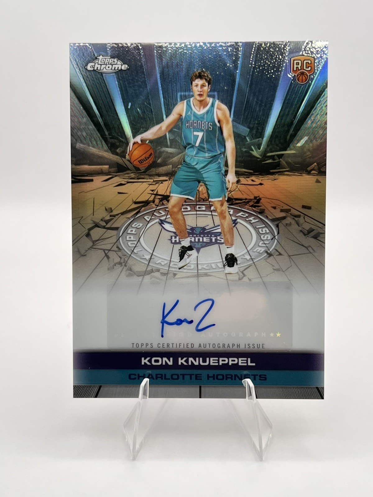 2025-26 Topps Chrome Refractor #TAIR-KK Kon Knueppel Hornets RC Rookie AUTO