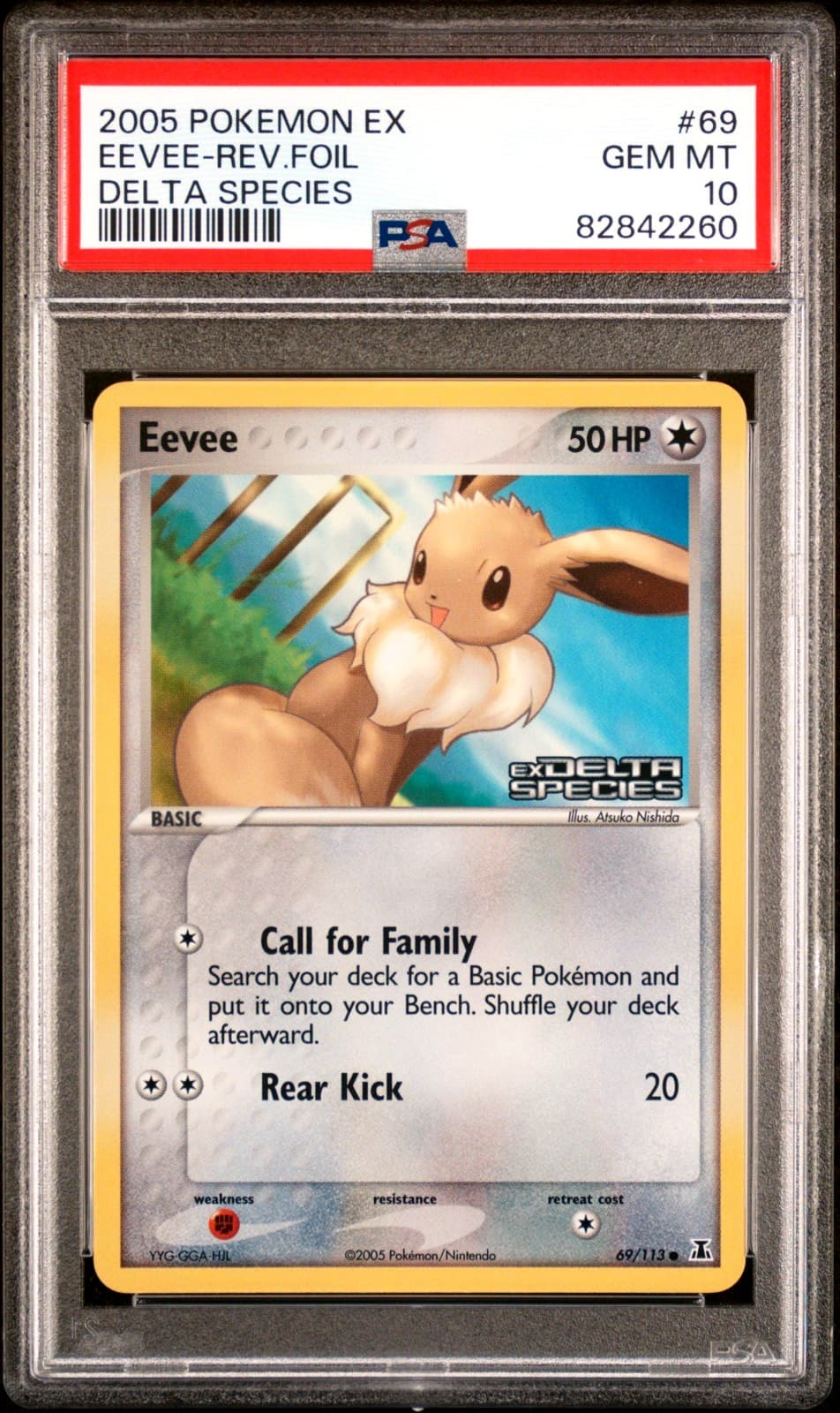 2005 Pokemon Ex Eevee-Rev.Foil Delta Species #69 Psa 10