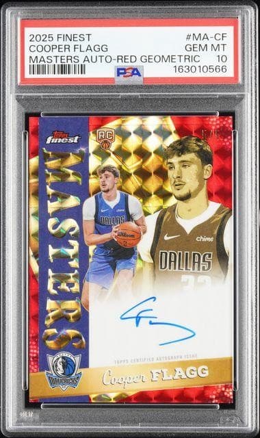 2025/26 Topps Finest Cooper Flagg Masters Red Geometric Auto /5 PSA 10