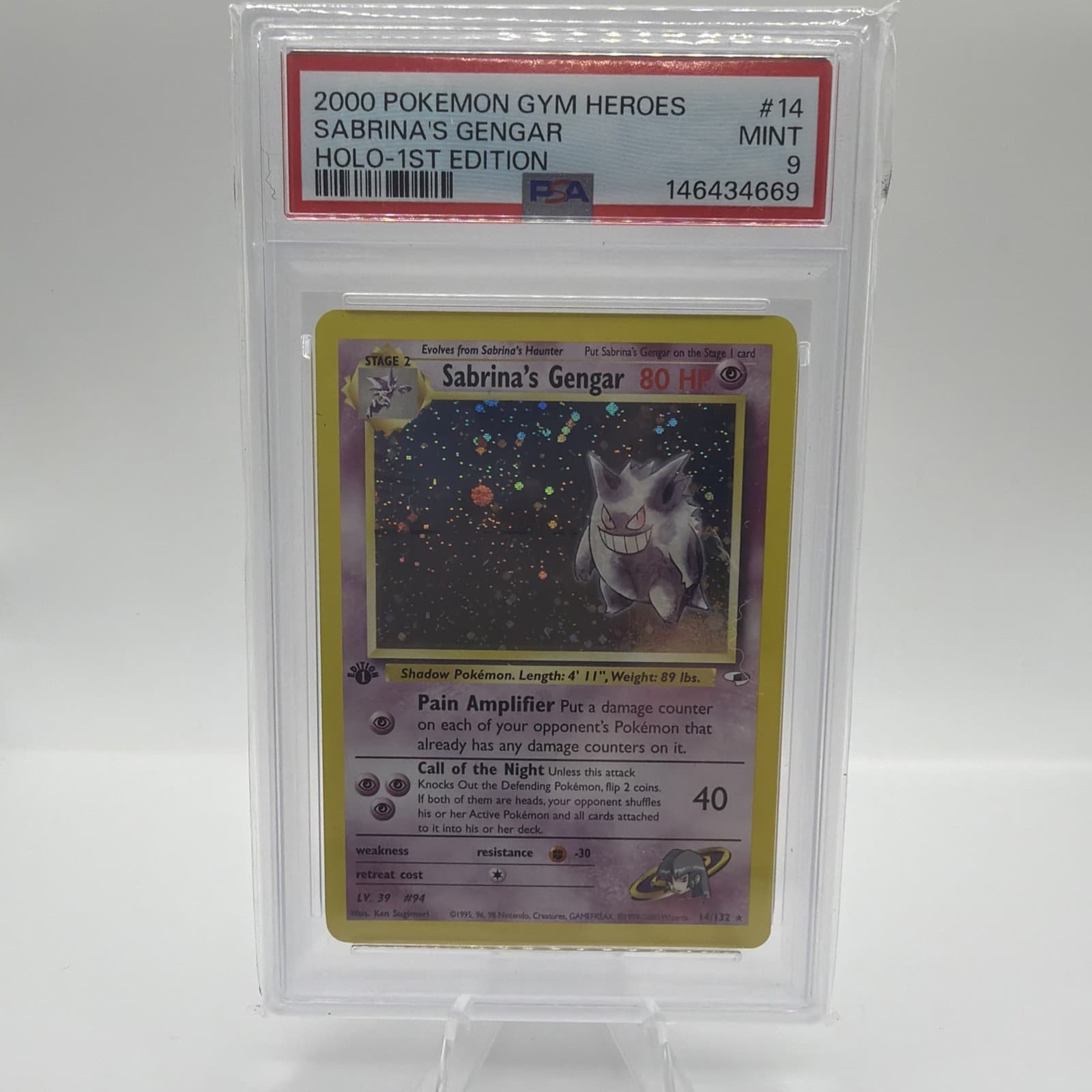 2000 POKEMON GYM HEROES HOLO-1ST ED #14 SABRINA'S GENGAR PSA 9