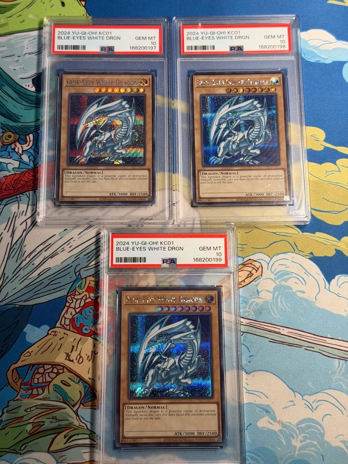 Blue Eyes White Dragon Kc01 CONSECUTIVE SET SET OF 3 Yugioh PSA 10
