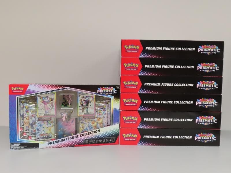 (7) Lot 2025 Pokemon Prismatic Evolutions Premium Figure Collection Sealed Box