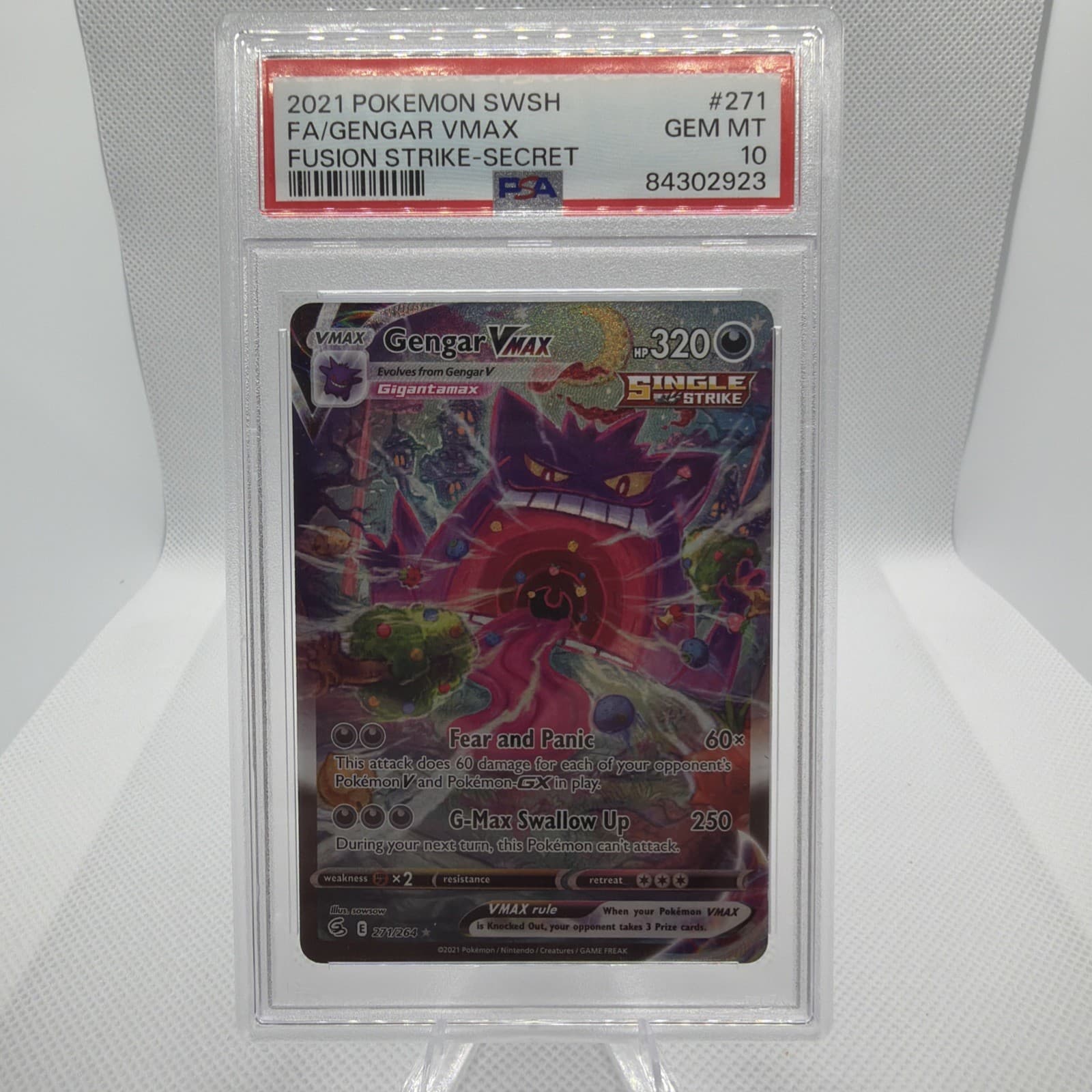 PSA 10 Gengar VMAX 271/264 Alt Art Pokemon 2021 Fusion Strike. NEW CEERT 10/25