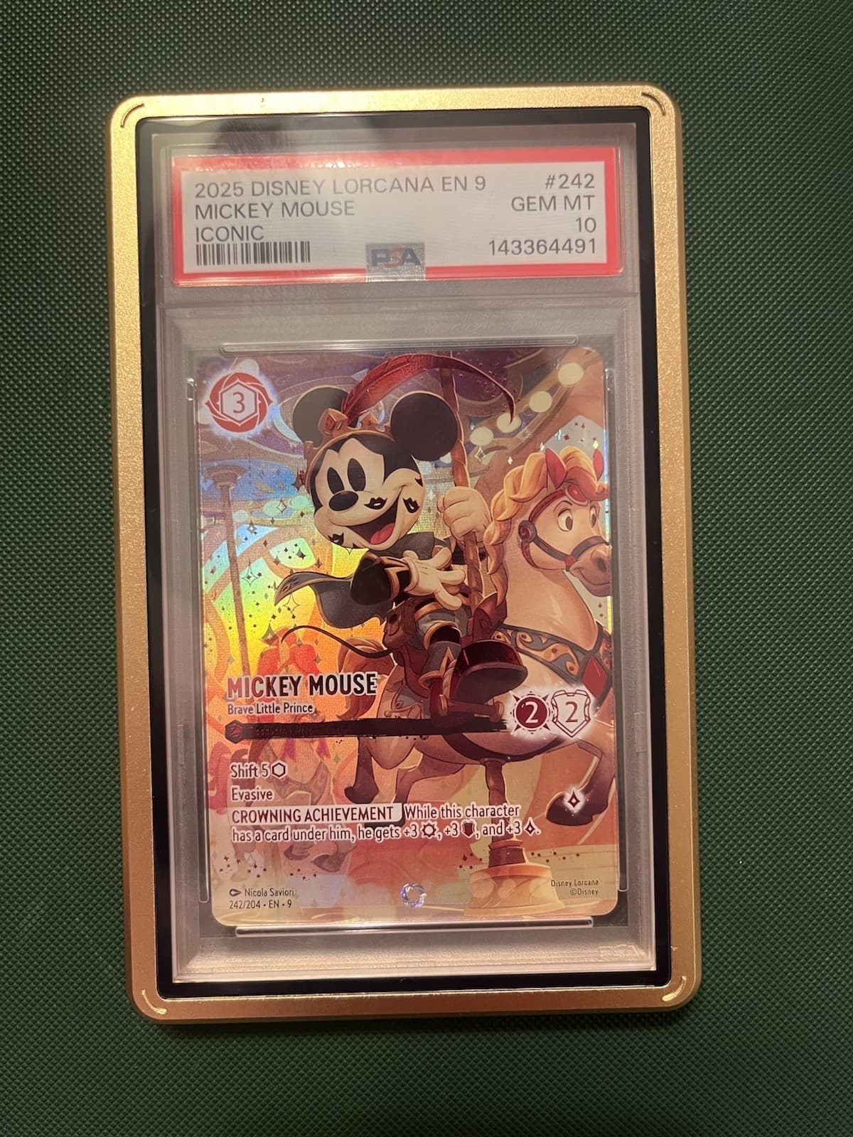 2025 Disney Lorcana En 9-Fabled Iconic Mickey Mouse - Brave Little Prince Psa 10
