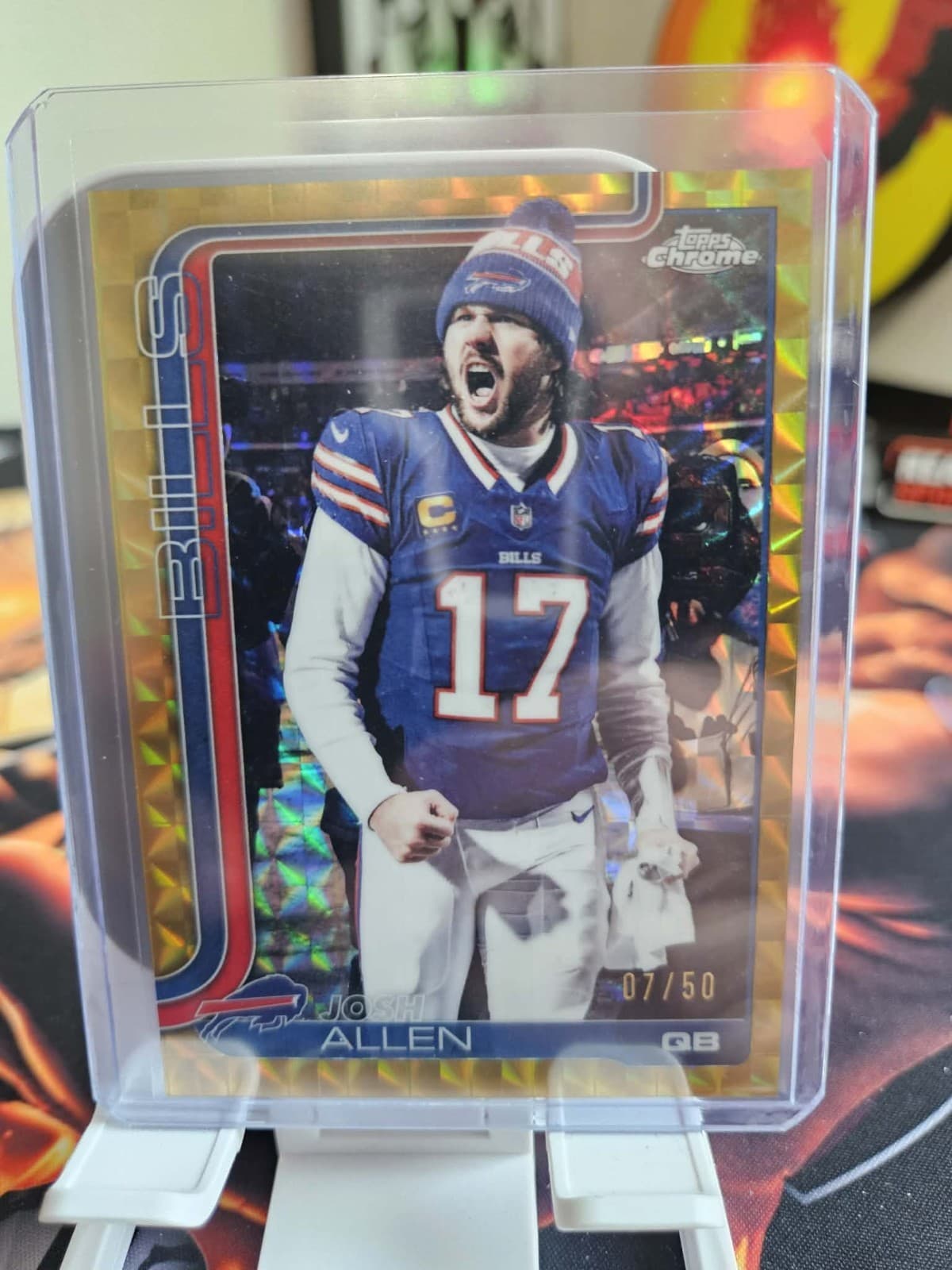 Josh Allen 2025 Topps Chrome Gold Geometric /50 Image Variation SSP #34 Bills