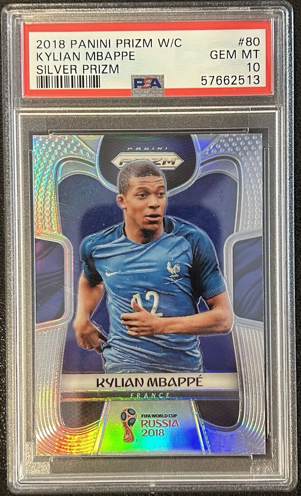 2018 Panini Prizm World Cup Kylian Mbappe Silver Prizm PSA 10 Gem Mint