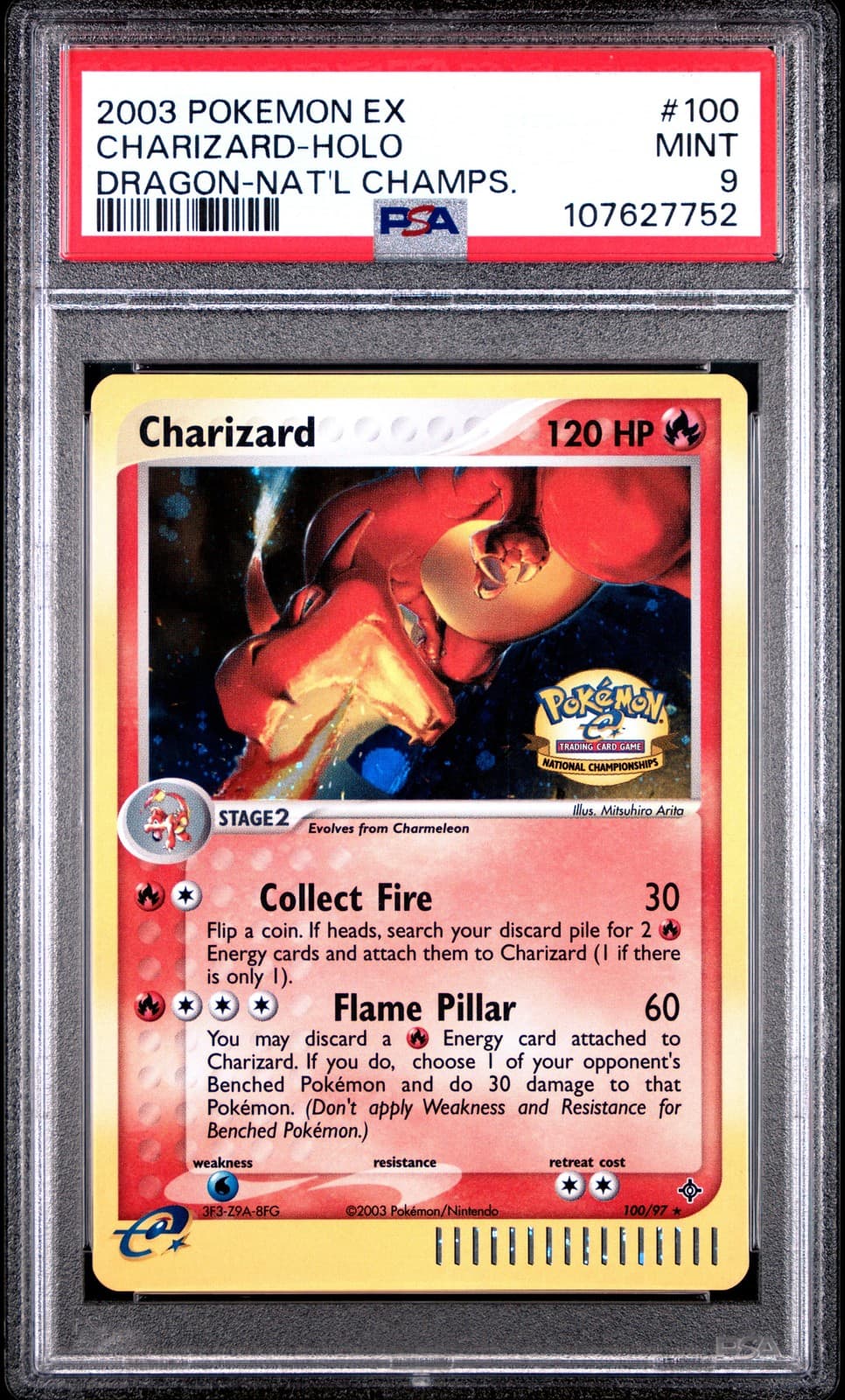 2003 Pokemon Ex Dragon #100 Charizard Holo National Championships Psa 9