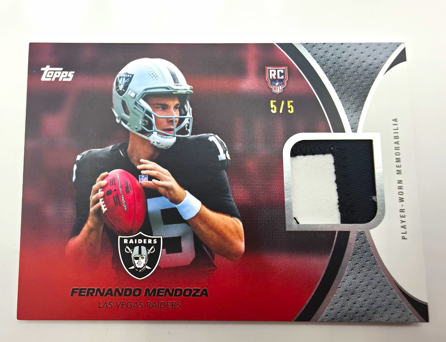 Topps 2026 Flagship Football - Fernando Mendoza Raiders RMC-FM RC Relic 5/5