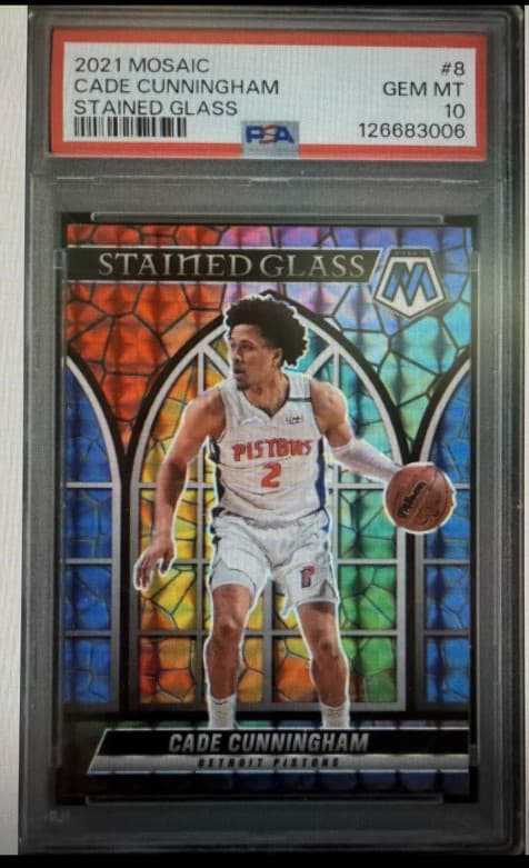 2021 Panini Mosaic Stained Glass #8 Cade Cunningham RC Rookie Gem Mint PSA 10