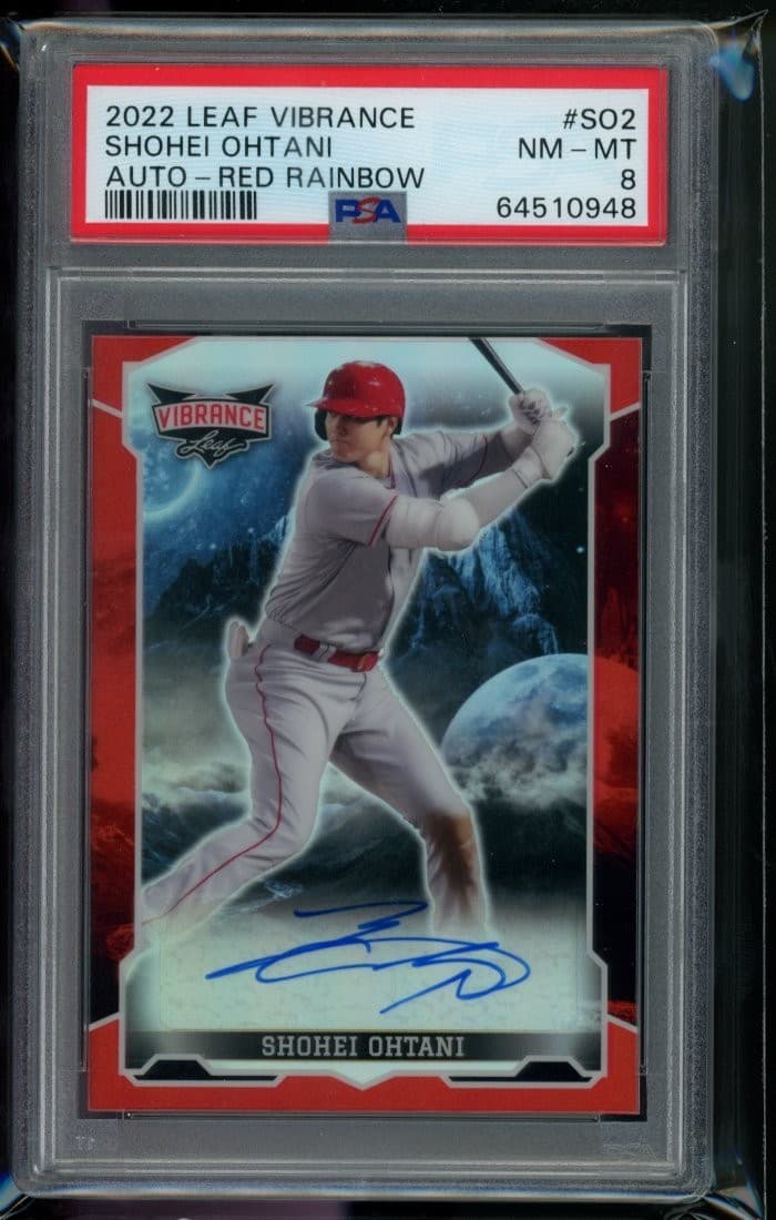 2022 Leaf Vibrance Autographs Red Rainbow 1/2 Shohei Ohtani #SO2 Baseball Cards