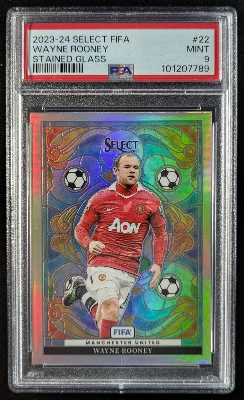 2023-24 Panini Select FIFA WAYNE ROONEY Stained Glass SSP Case Hit #22 PSA 9
