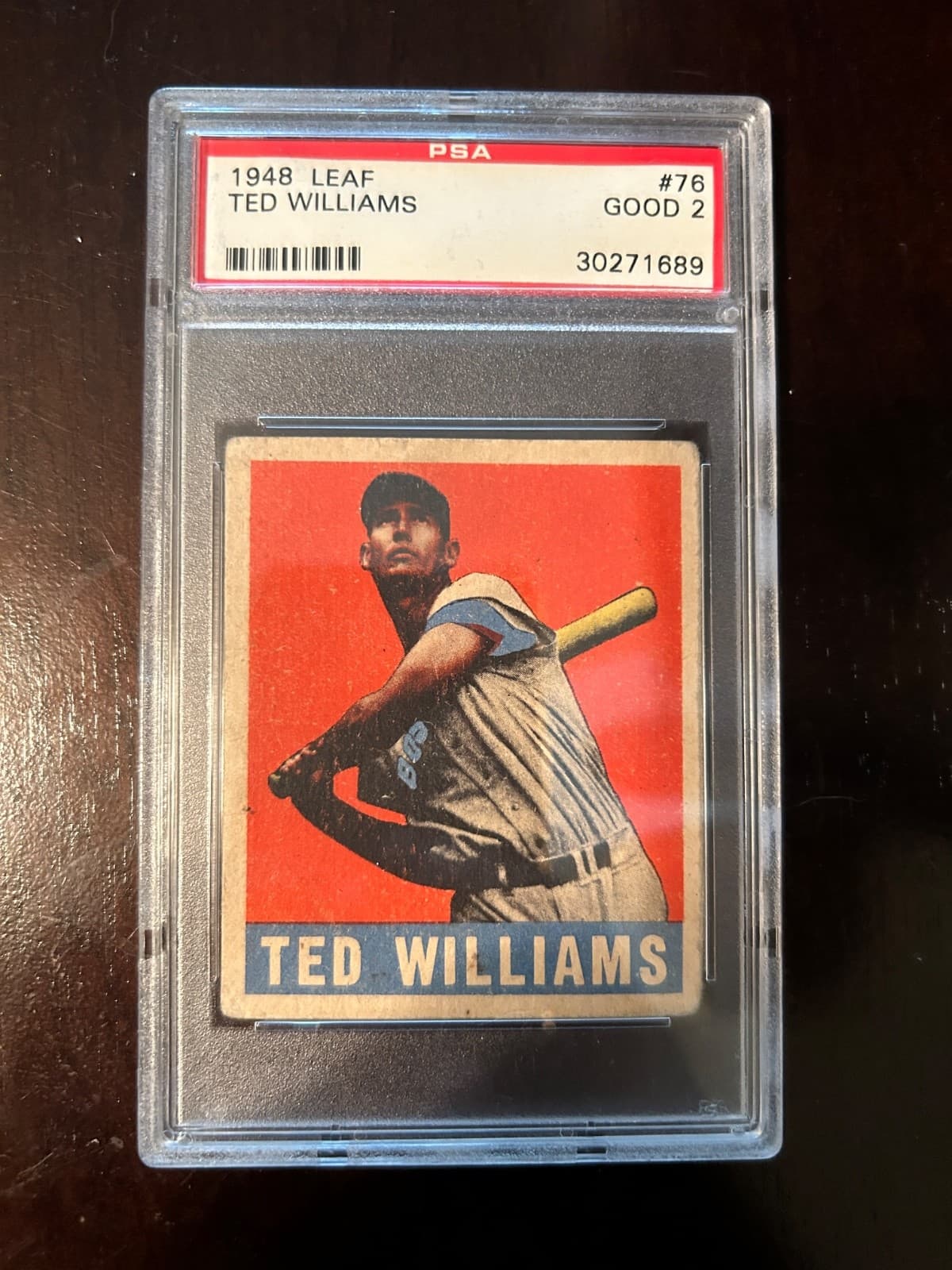 1948 Leaf #76 Ted Williams PSA 2 — Boston Red Sox HOF — Great Eye Appeal