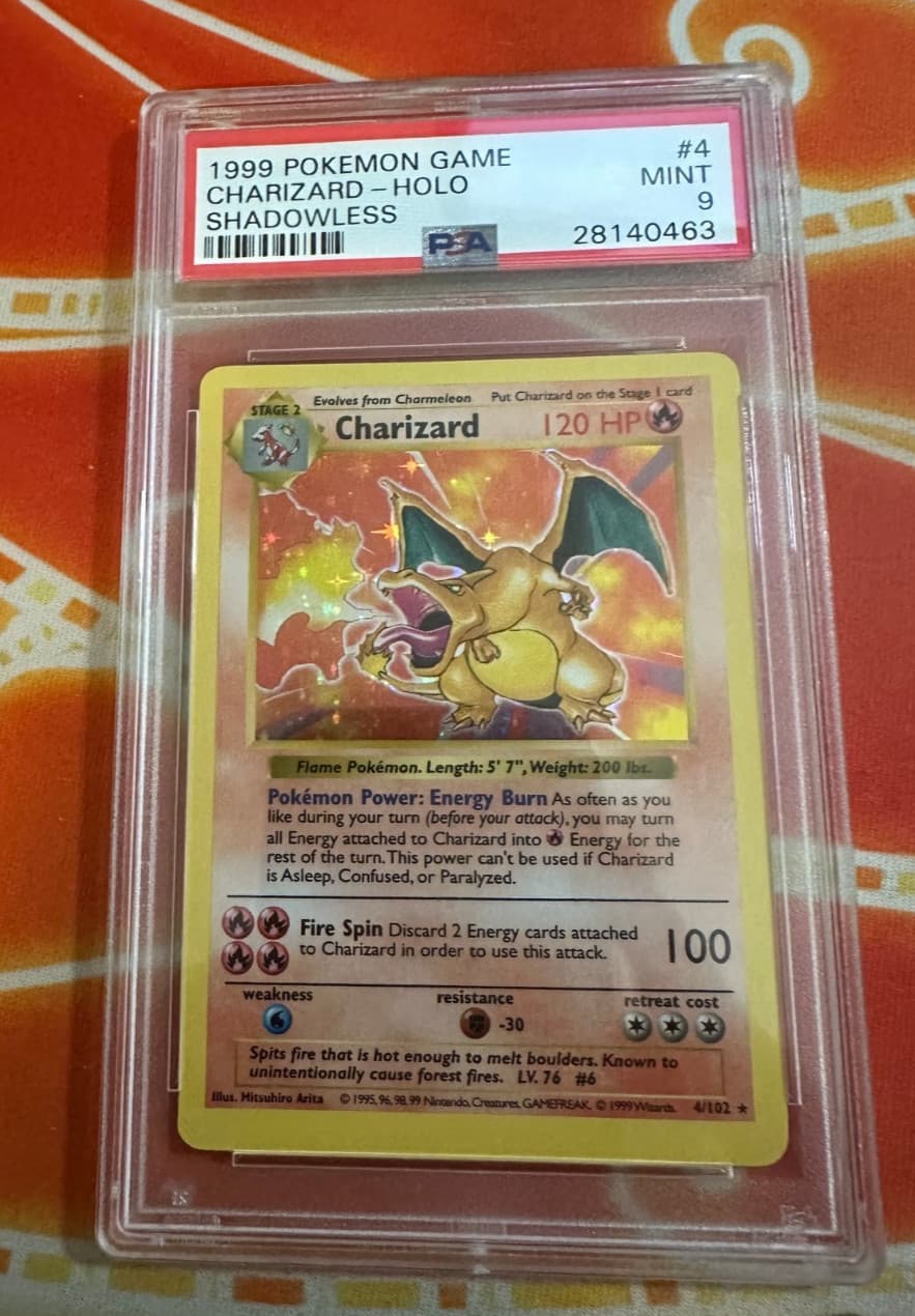 Pokemon Charizard Base Set Shadowless Holo Rare #4 PSA 9 Mint