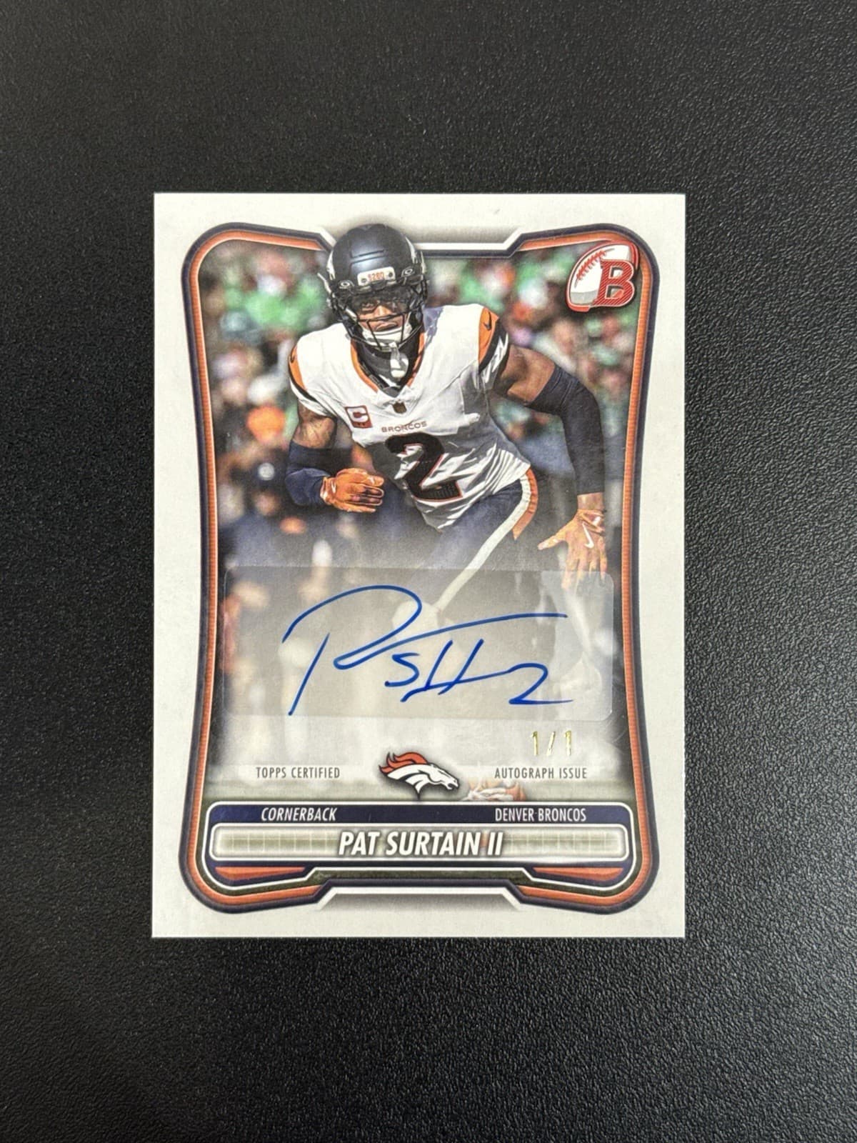 2026 Bowman Football #BCV-PS Pat Surtain II Platinum 1/1 Paper Auto 1:78,009 🔥